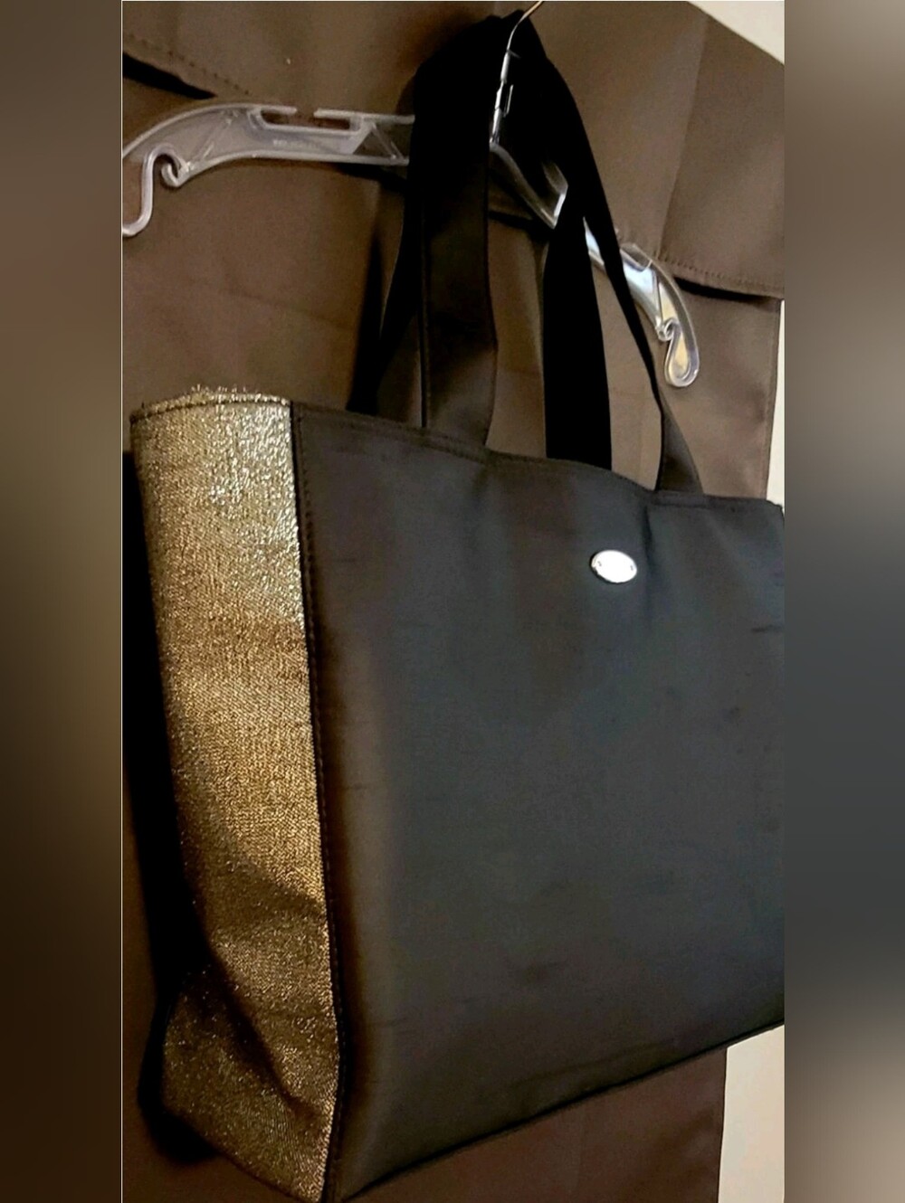 COACH Fragrance Tote Bag Black & Silver Shimmer Glitter